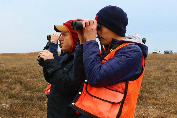 Sgt. 1st Class Joshua Bucks and Charlie Plimpton explore the installation for avian activity during Fort Hood’s annual Christmas Bird Count.