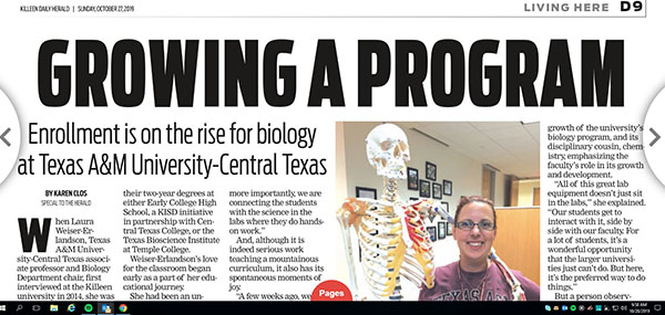 A&M-Central Texas Biology Program Enrollment Soars