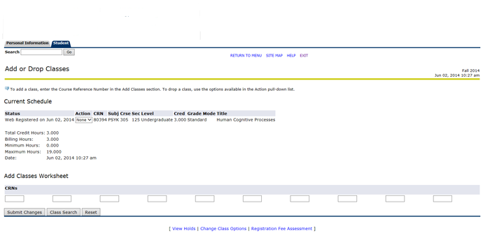 registration interface