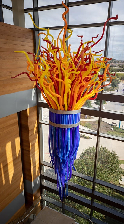 Founders Hall glass sculpture
