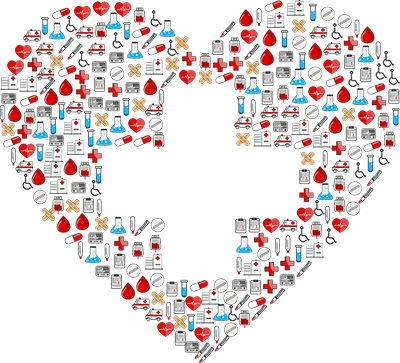a picture of a heart with nursing supplies inside of it
