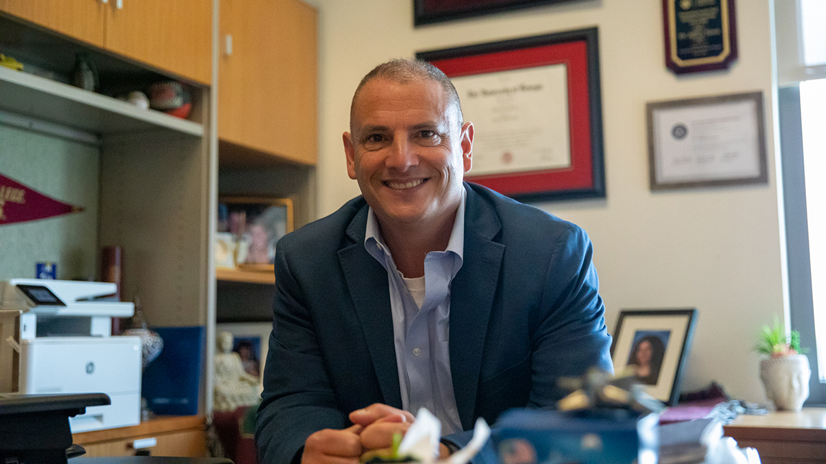 Jeffrey Yarvis sitting in his office