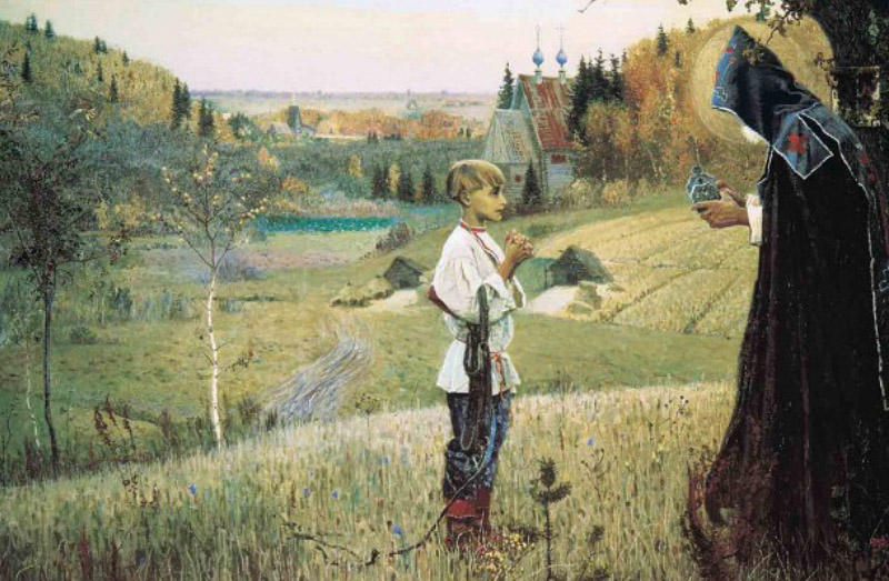 Mikhail Nesterov, The Vision of the Young Bartholomew, 1889-1890. Oil on canvas, 160 x 211 cm. Tret’iakov Gallery, Moscow.