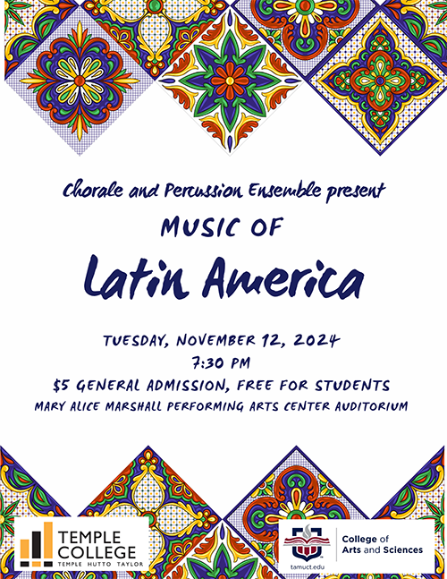 Chorale and Percussion Ensemble Concert at Temple College