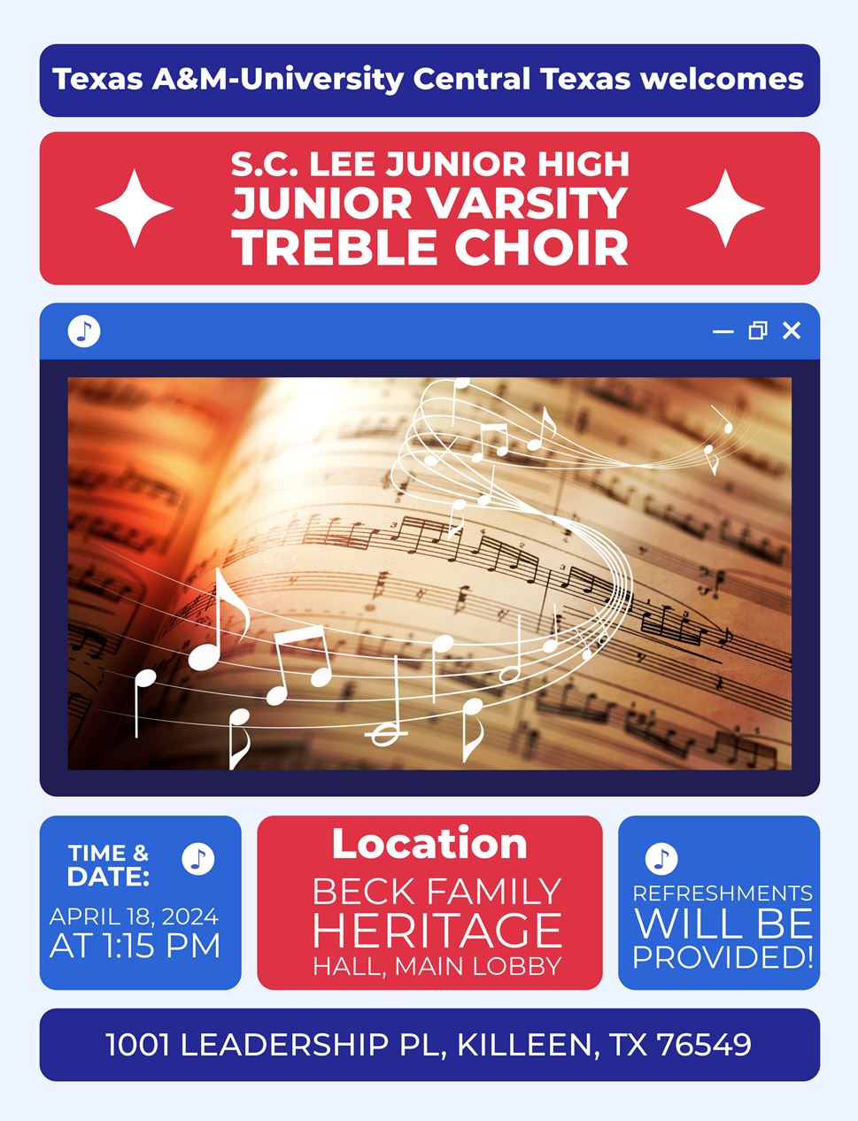 S.C. Lee Junior High Junior Varsity Treble Choir flyer