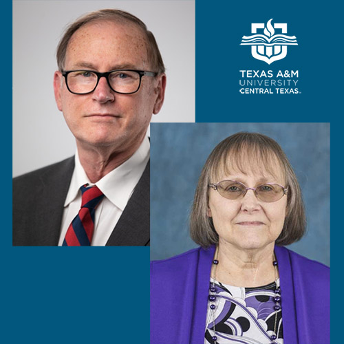 Headshots of A&M-Central Texas professors Michael Daley and Claudia Rappaport, winners of the 2019 Pioneer Award.