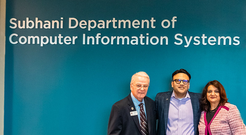 University President Dr. Marc Nigliazzo, Abdul B. Subhani, Dr. Faiza Khoja.