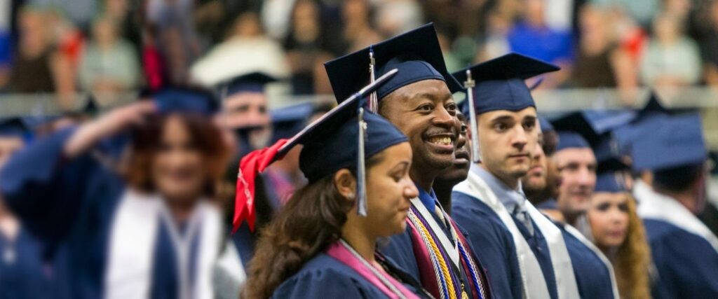 graduate students in graduation attire