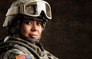 A military woman dressed in gear
