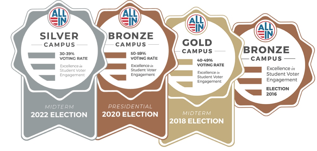 Excellence in Student Voter Engagement 2016, 2018, 2020, 2022