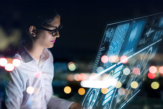 Woman at a computer screen