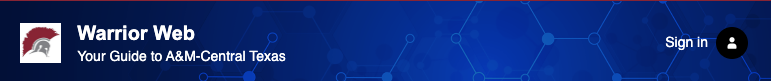 Warrior Web bar with Sign in on the right