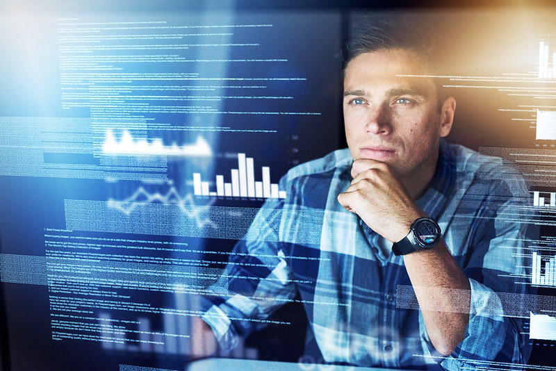 Student studying data
