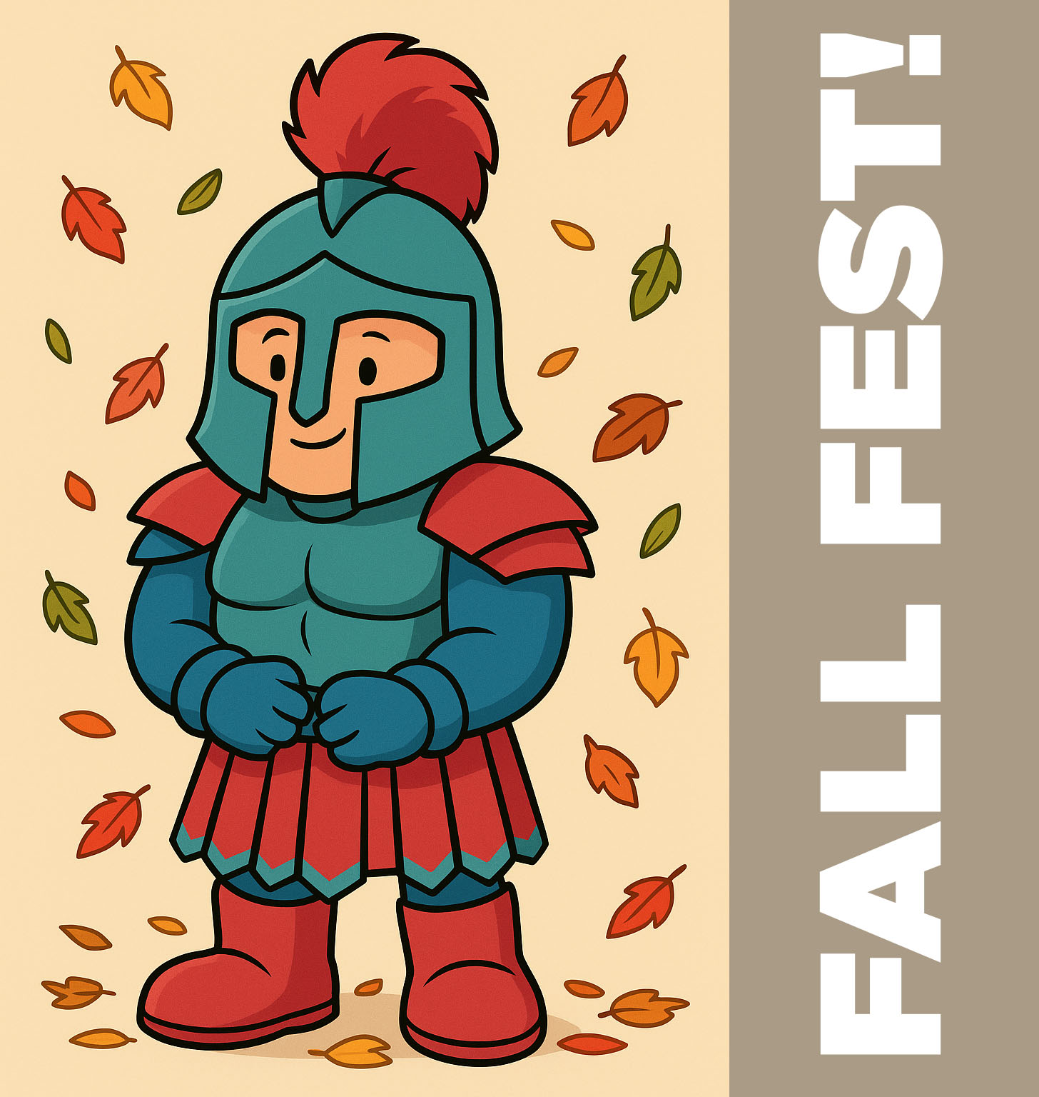 Humorous cartoon of Warrior Pathfinder in autumn eaves