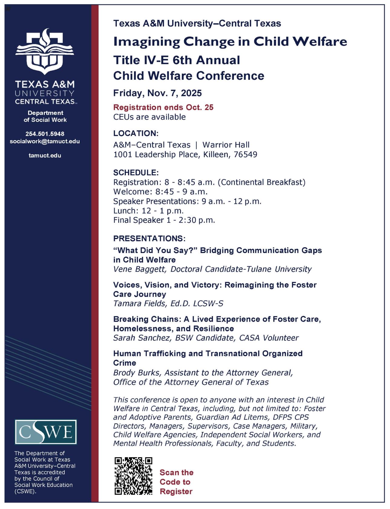 Agenda for November 2025 Child Welfare Conference