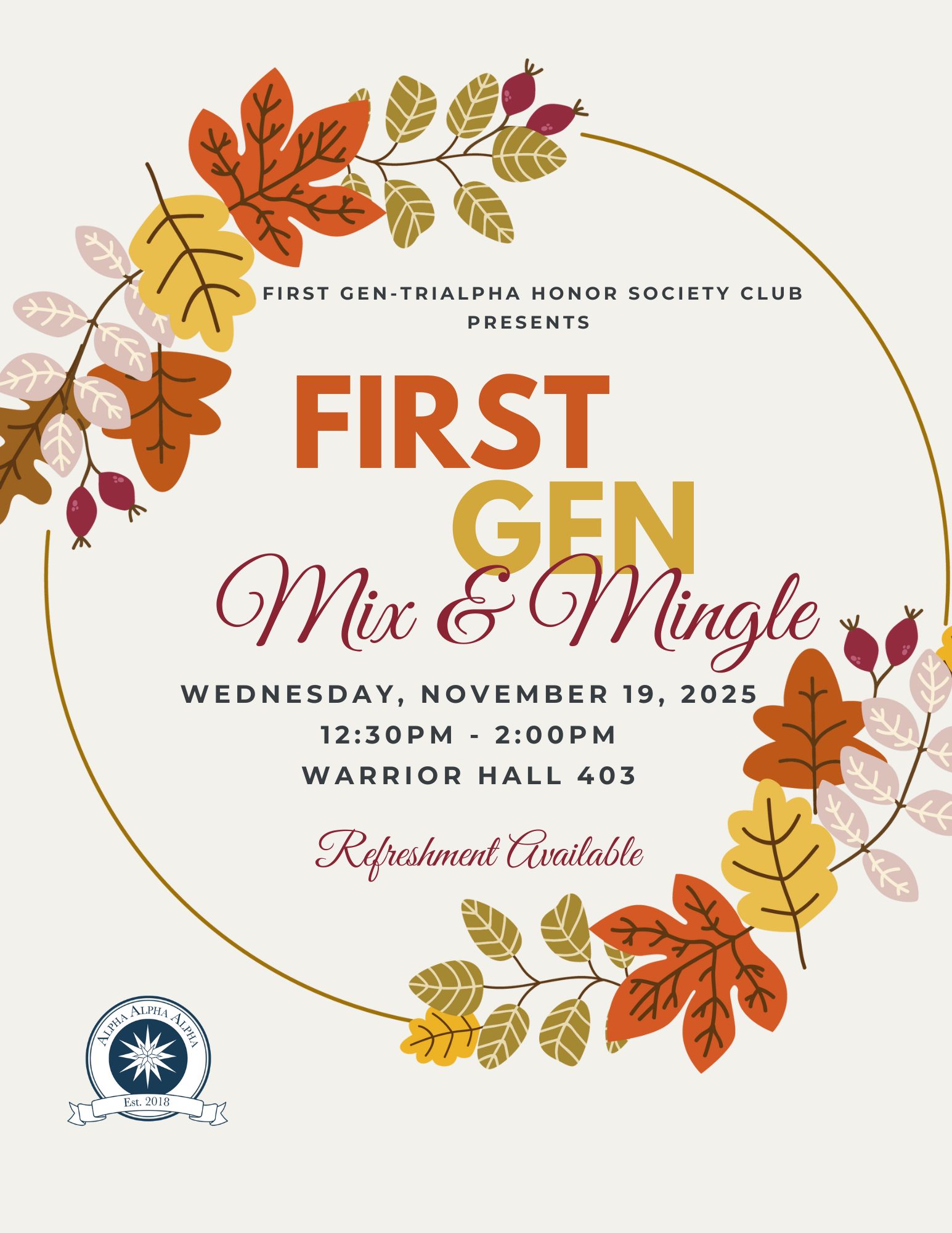 First-Gen / Tri Alpha meeting poster