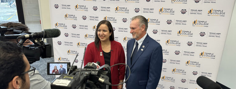 Photo of Temple College President Dr. Christy Ponce and A&M-Central Texas President Richard Rhodes