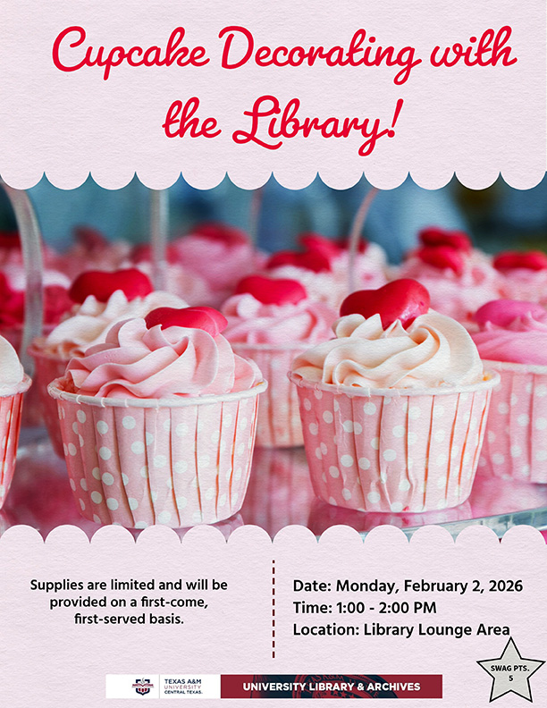 Cupcake Decorating with the Library, Monday, Feb. 2, 1:00-2:00PM