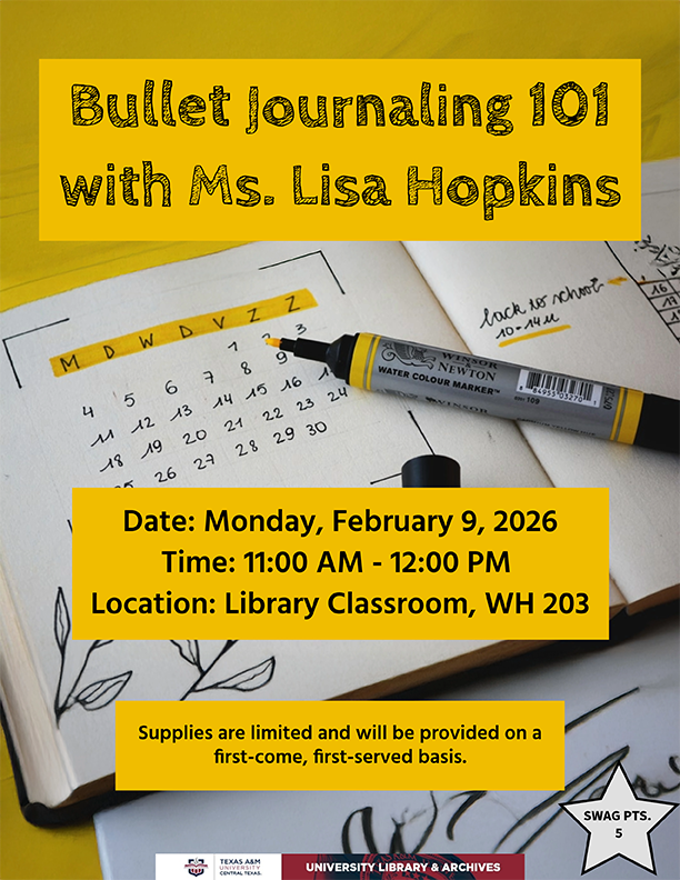 Bullet Journaling 101 with Ms. Lisa Hopkins, Feb. 9, 11AM, University Library