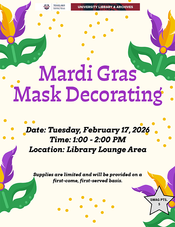 Mardi Gras Mask Decorating, Feb. 17