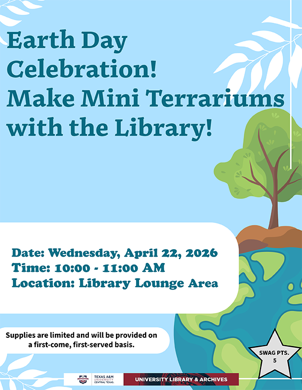 Library: Earth Day, Join the Library for a fun, hands-on session to make mini terrariums.
