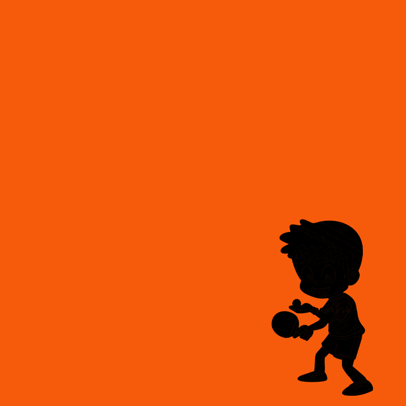 Illustration of marketing technique Silhouette of a ping pong player in front of a bright orange background.