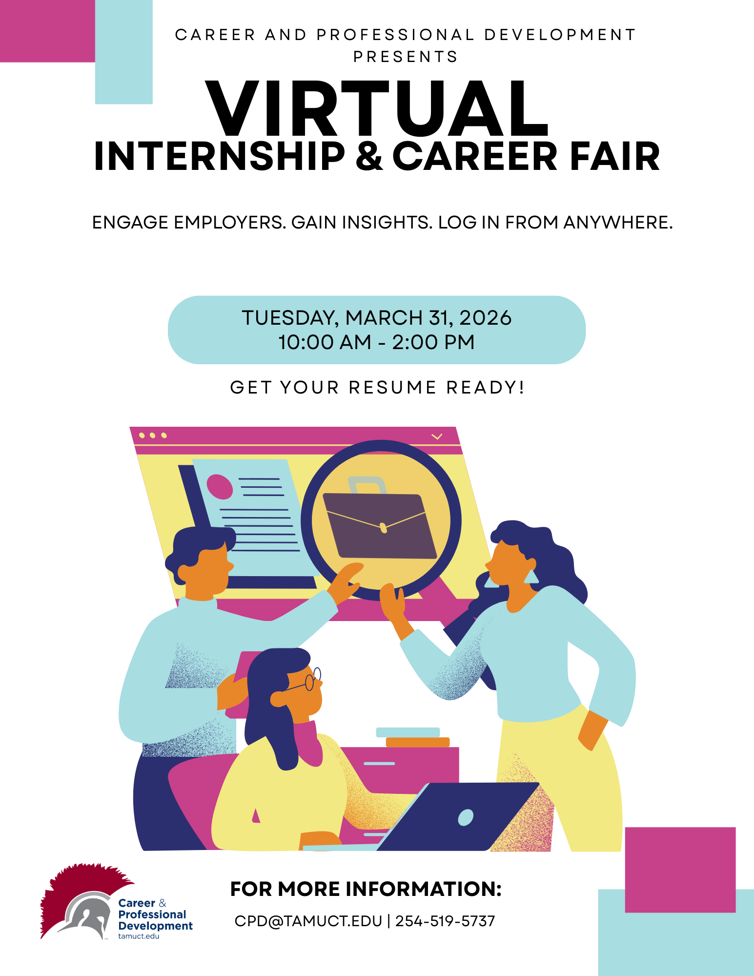Virtual Internship & Career Fair, Tuesday, March 31