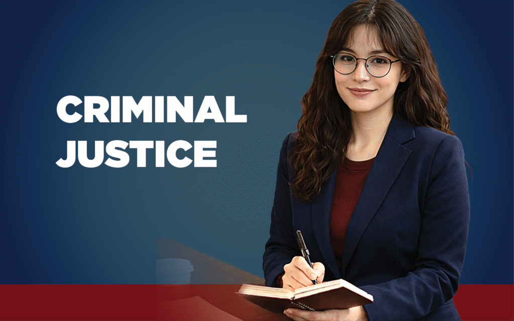 Woman in blue blazer and glasses writing in a notebook.