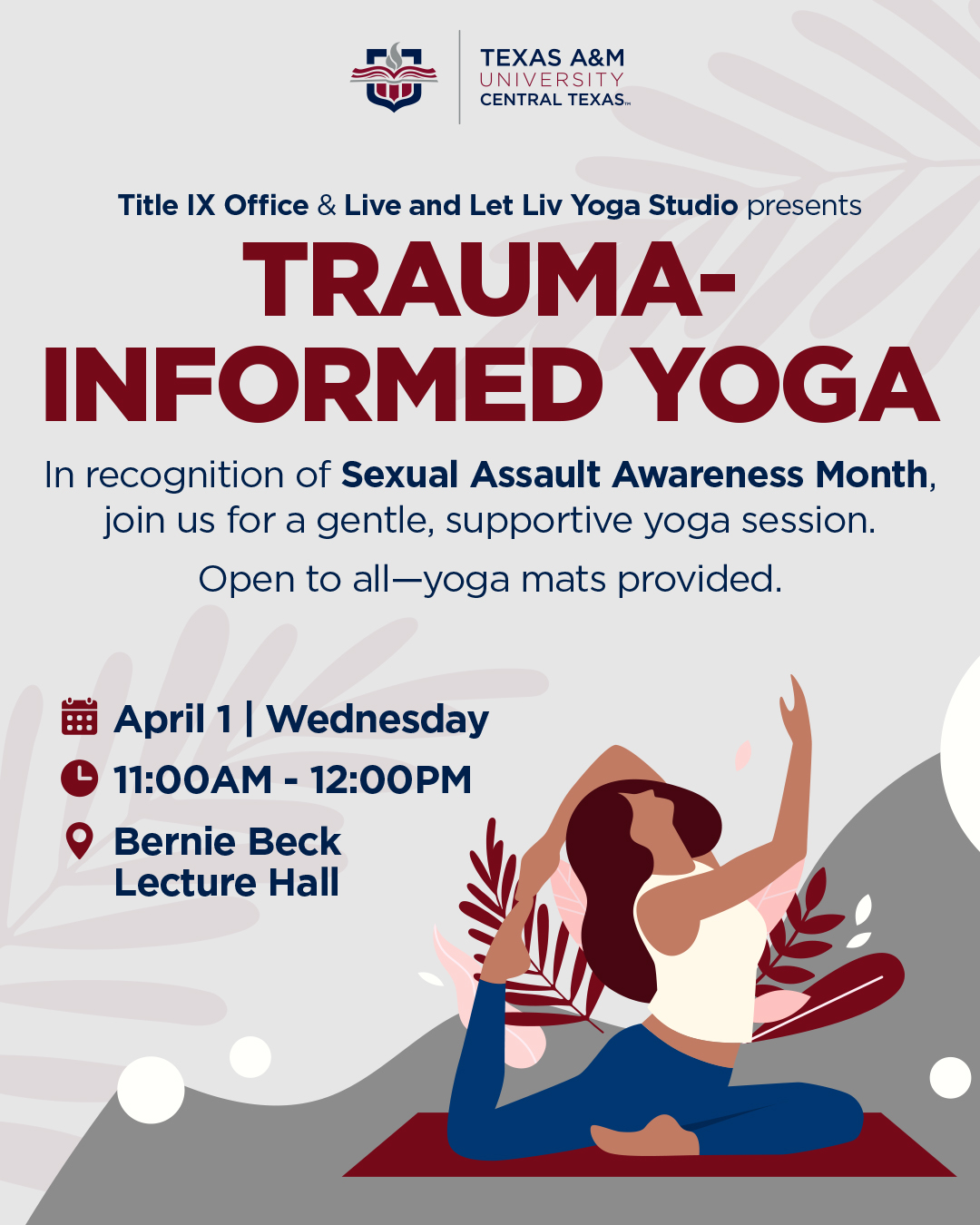 Trauma-Informed Yoga, April 1 11-12pm Bernie Beck