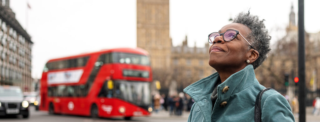 Woman traveling in London
