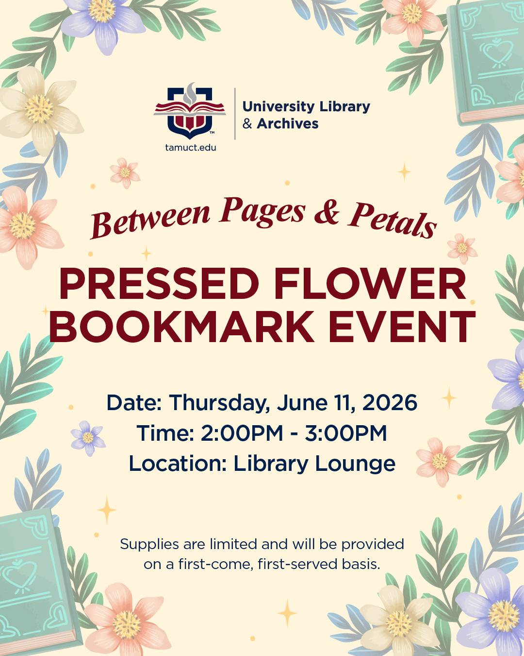 Library: Pressed Flower Bookmark Event